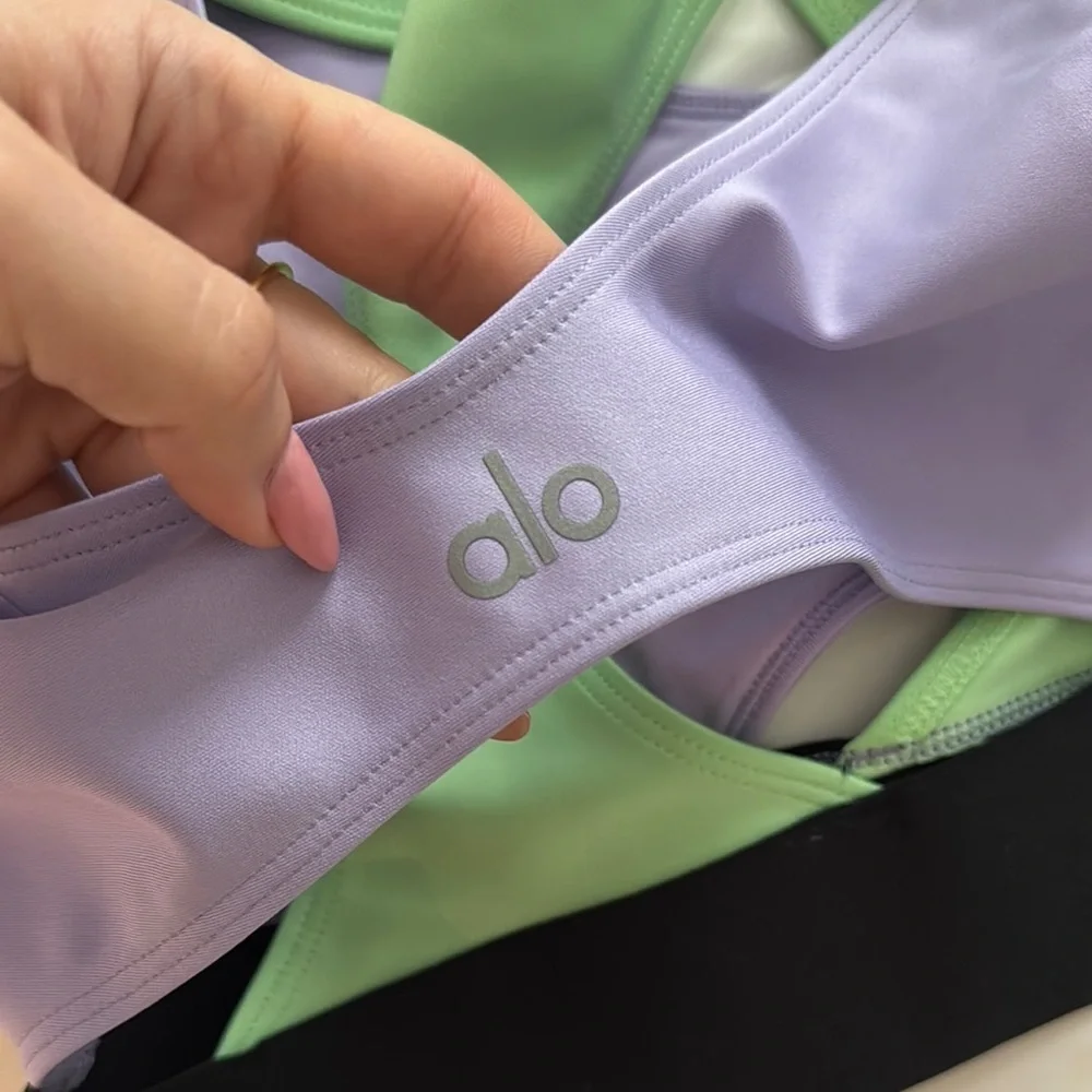ALO Yoga Purple and Green Racerback Sports Bra